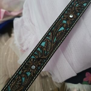 Ariat Kids Leather Belt Floral With Turqouise